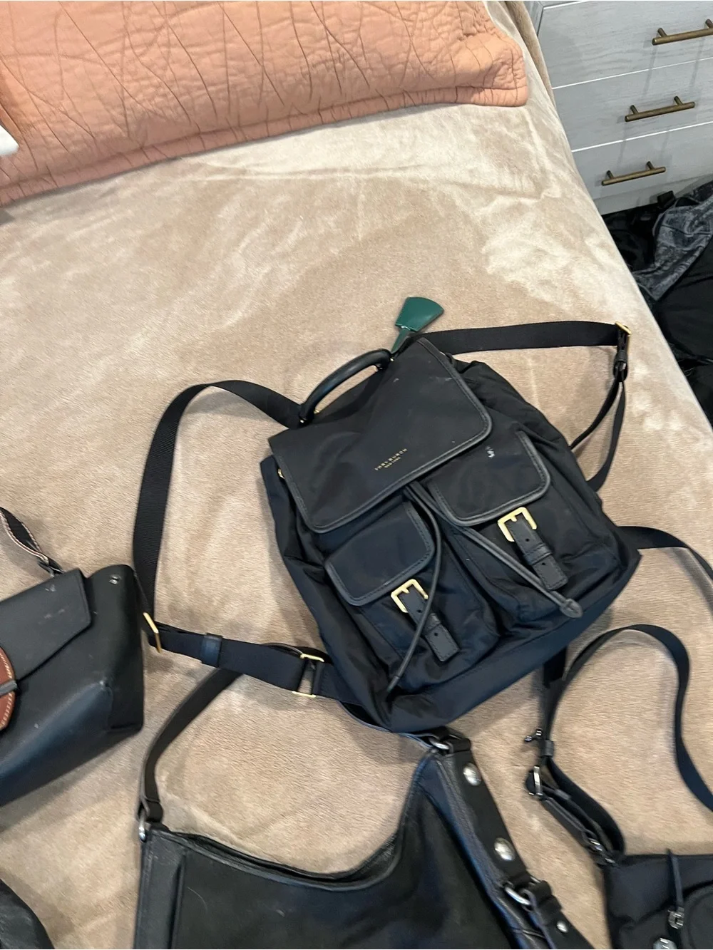 Tumi Black Nylon Crossbody Messenger Bag with Front Zip Pockets
